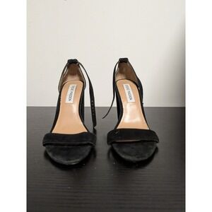 Steve Madden Carrson Black Suede Block Heel Ankle Strap Sandal Womens 6M